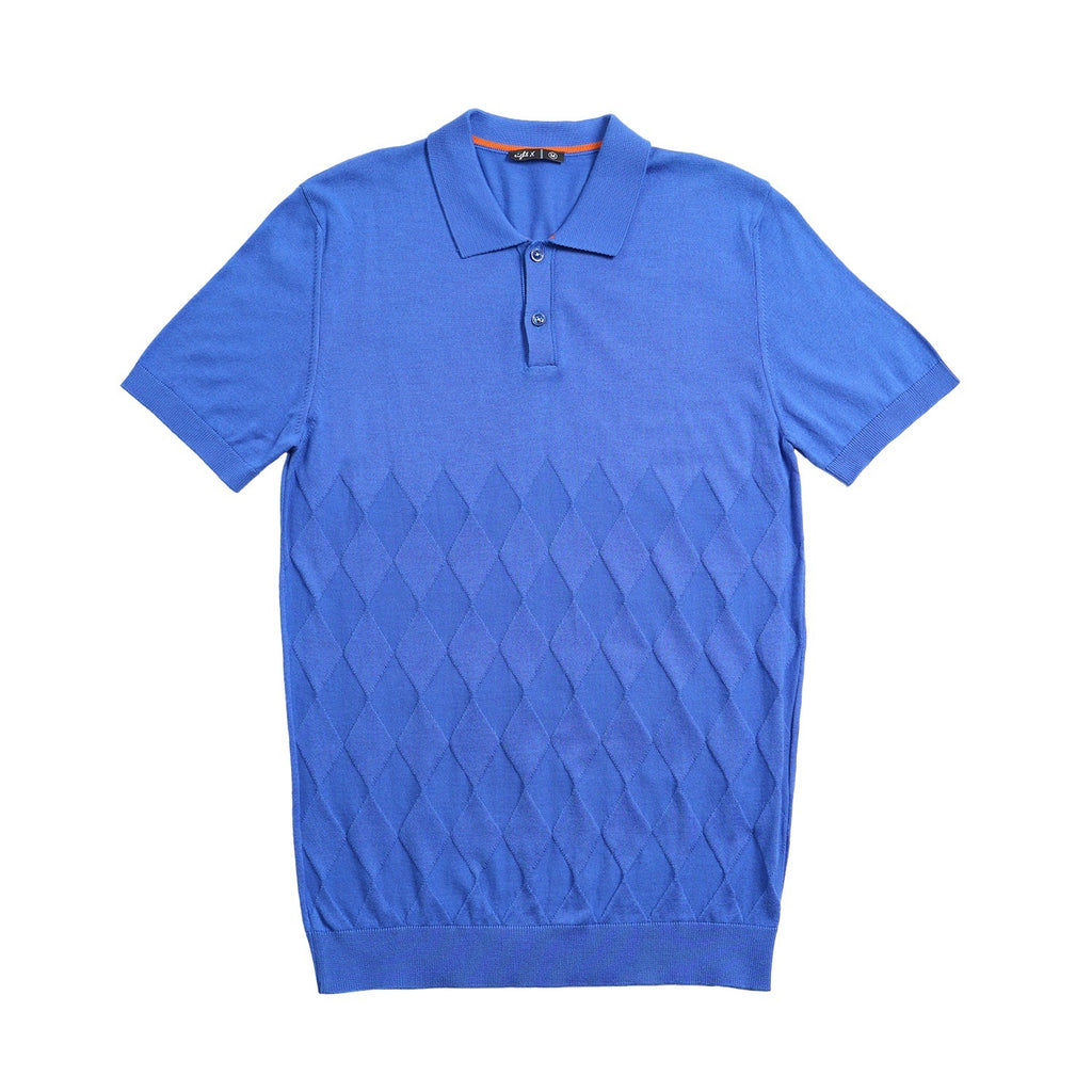 Argyle Knit Polo - Royal Blue Polos Eight-X