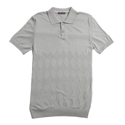 Argyle Knit Polo - Grey Polos Eight-X