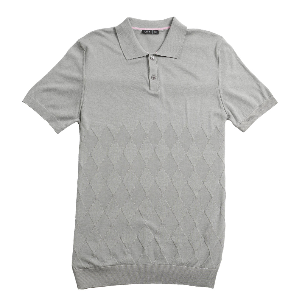 Argyle Knit Polo - Grey Polos Eight-X