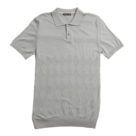 Argyle Knit Polo - Grey Polos Eight-X