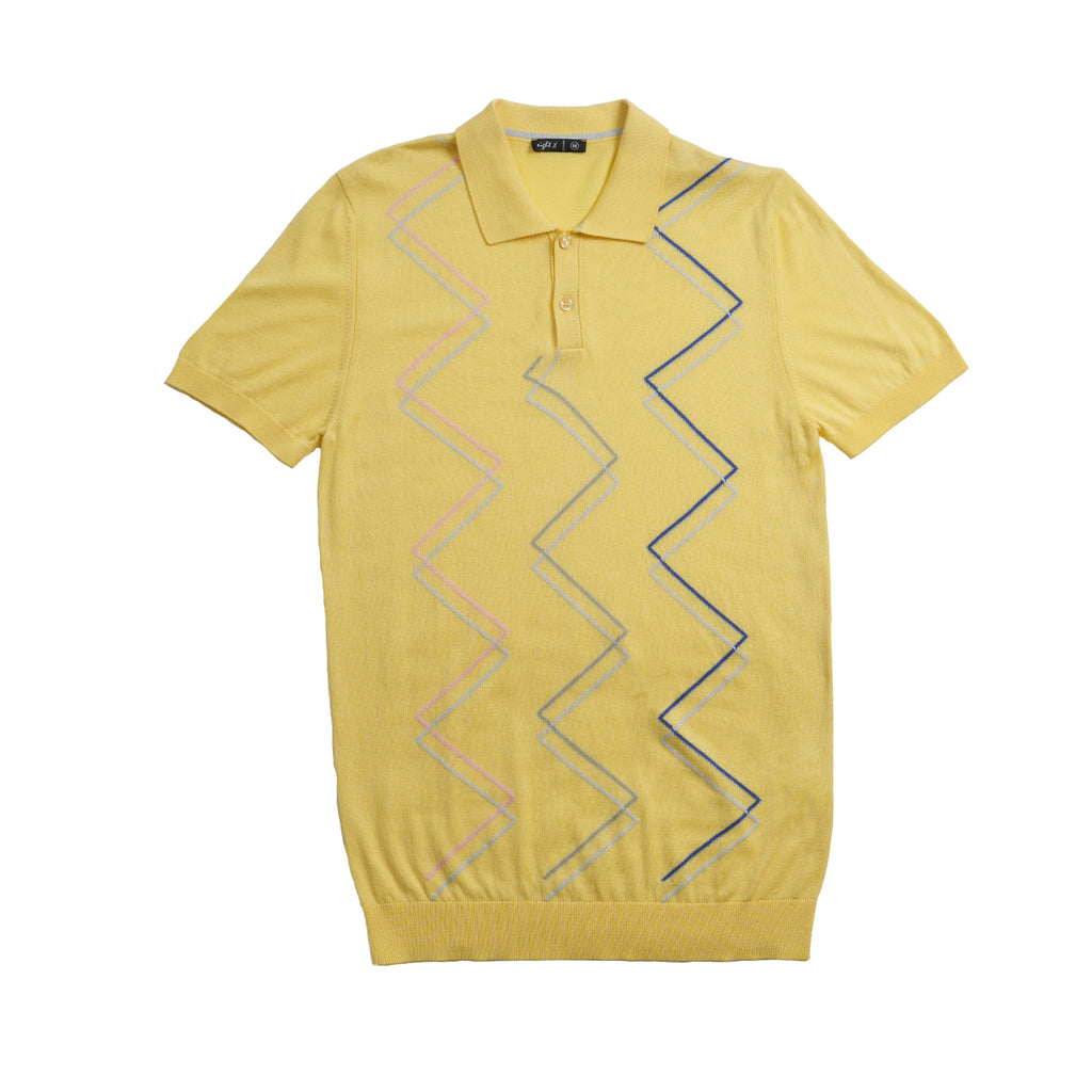 Zig Zag Knit Polo - Yellow Polos Eight-X
