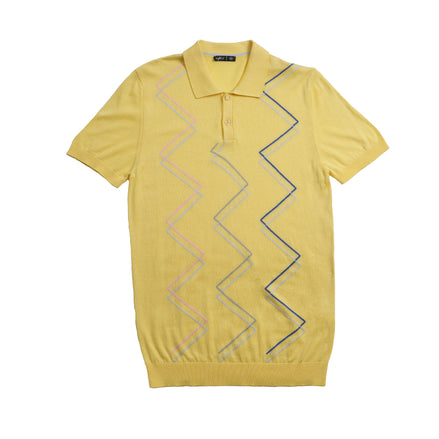 Zig Zag Knit Polo - Yellow Polos Eight-X