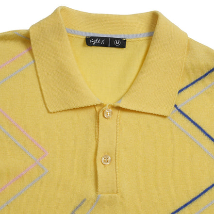 Zig Zag Knit Polo - Yellow Polos Eight-X