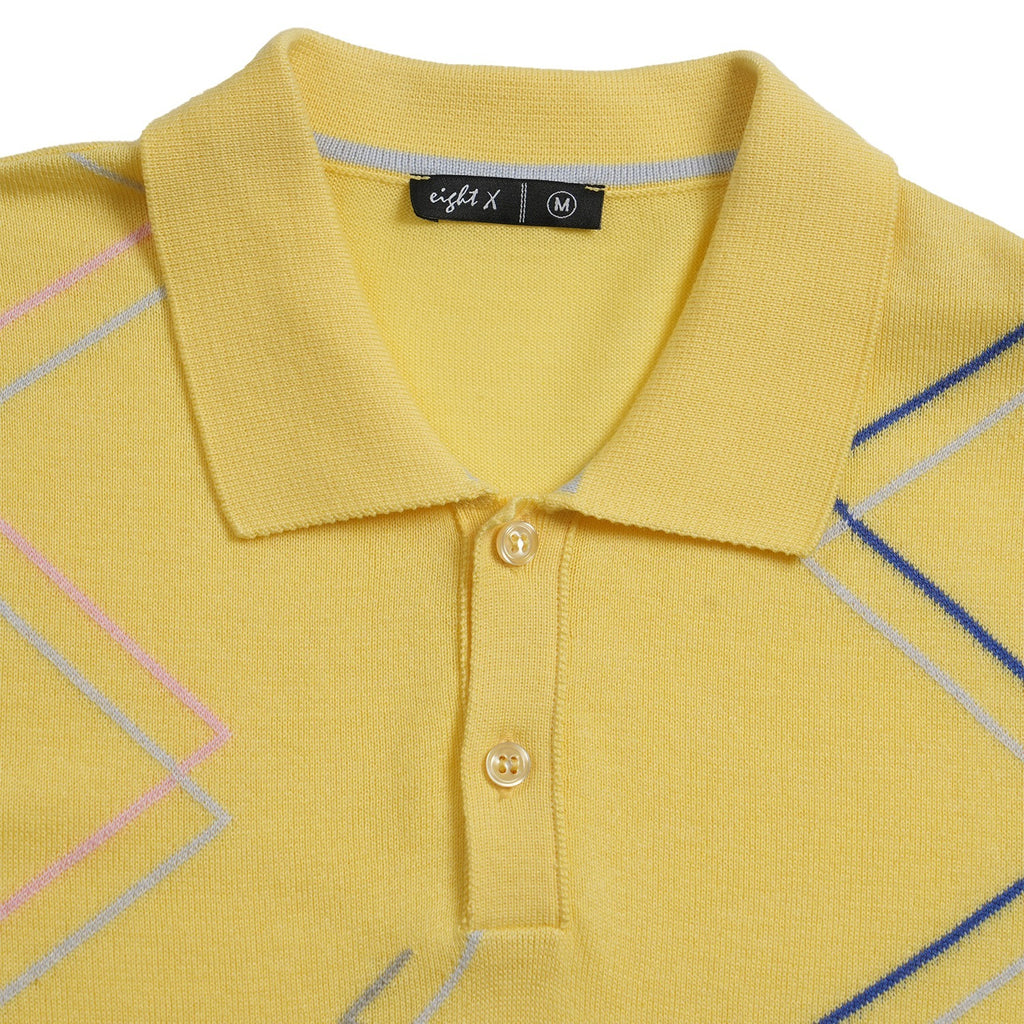 Zig Zag Knit Polo - Yellow Polos Eight-X