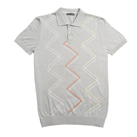 Zig Zag Knit Polo - Grey Polos Eight-X