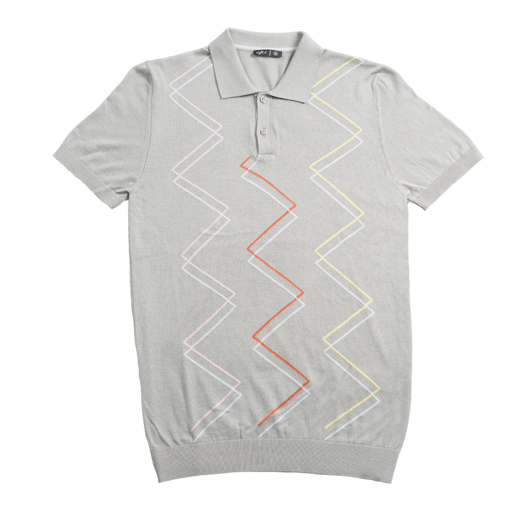 Zig Zag Knit Polo - Grey Polos Eight-X