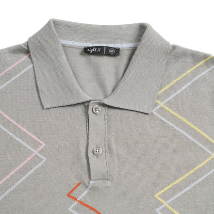 Zig Zag Knit Polo - Grey Polos Eight-X