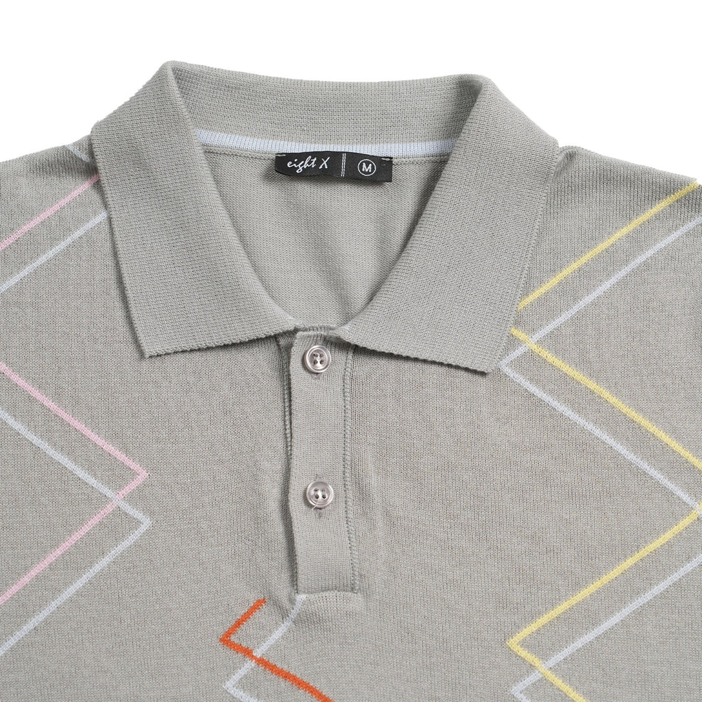 Zig Zag Knit Polo - Grey Polos Eight-X