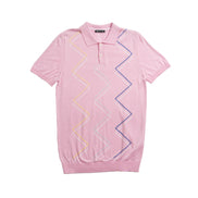 Zig Zag Knit Polo - Pink Polos Eight-X