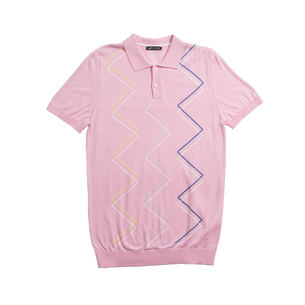Zig Zag Knit Polo - Pink Polos Eight-X