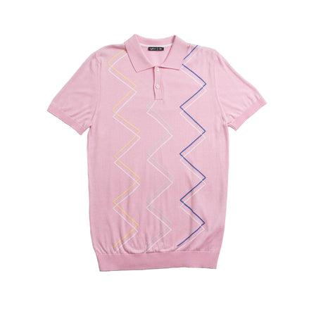 Zig Zag Knit Polo - Pink Polos Eight-X