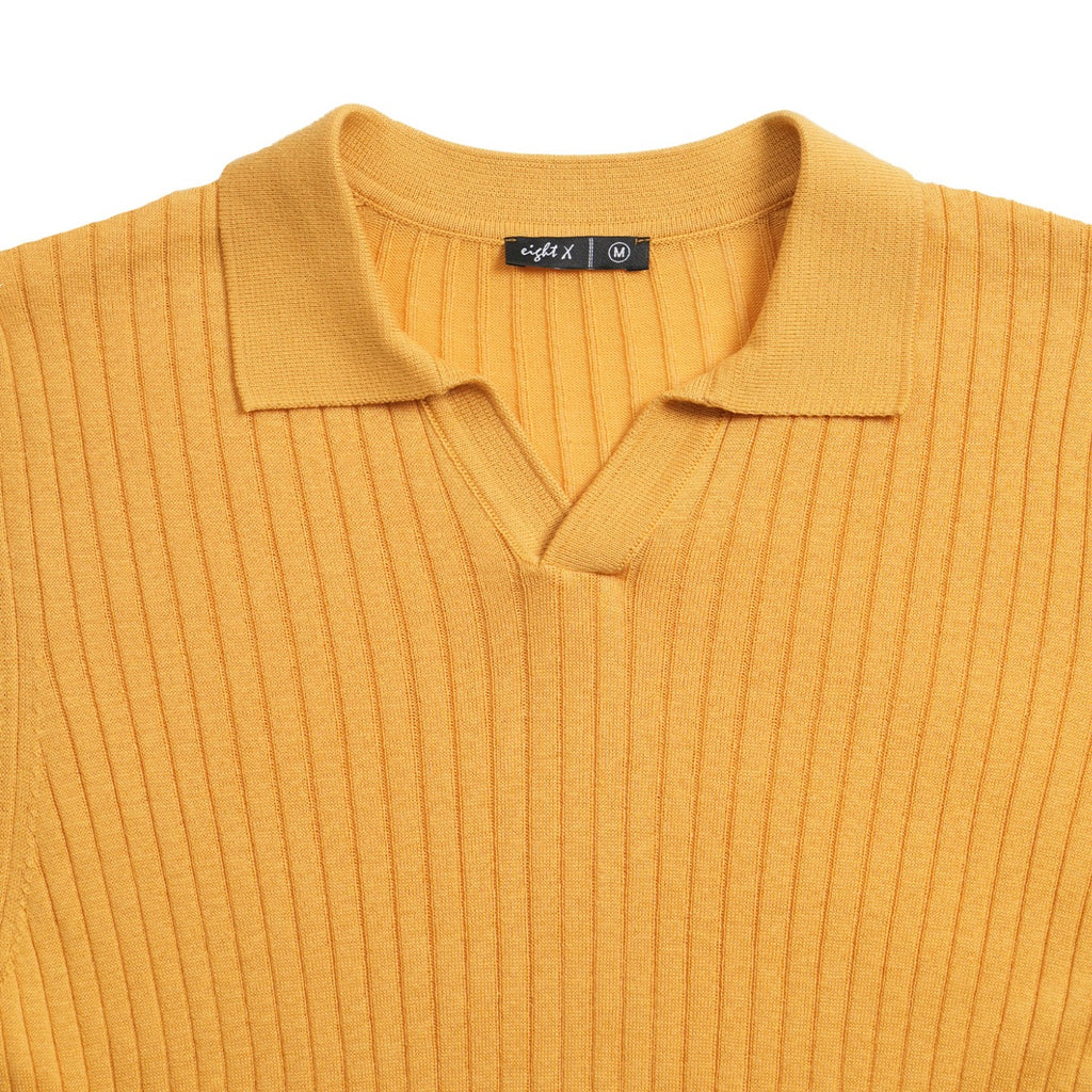 Ribbed Knit Polo - Mustard Polos Eight-X