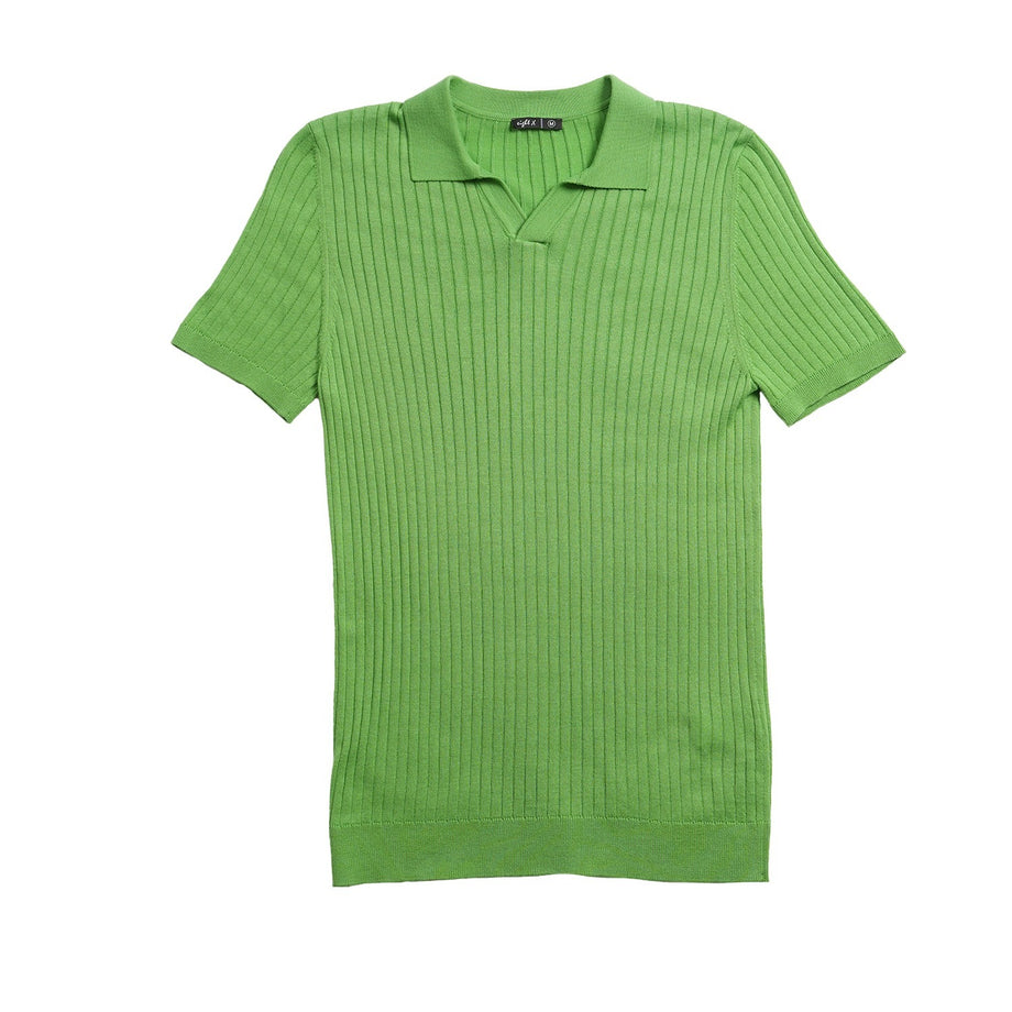 トップス Ribbed jersey polo shirt Ribbed jersey polo shirt with long sleeves - Brown - Sz. L