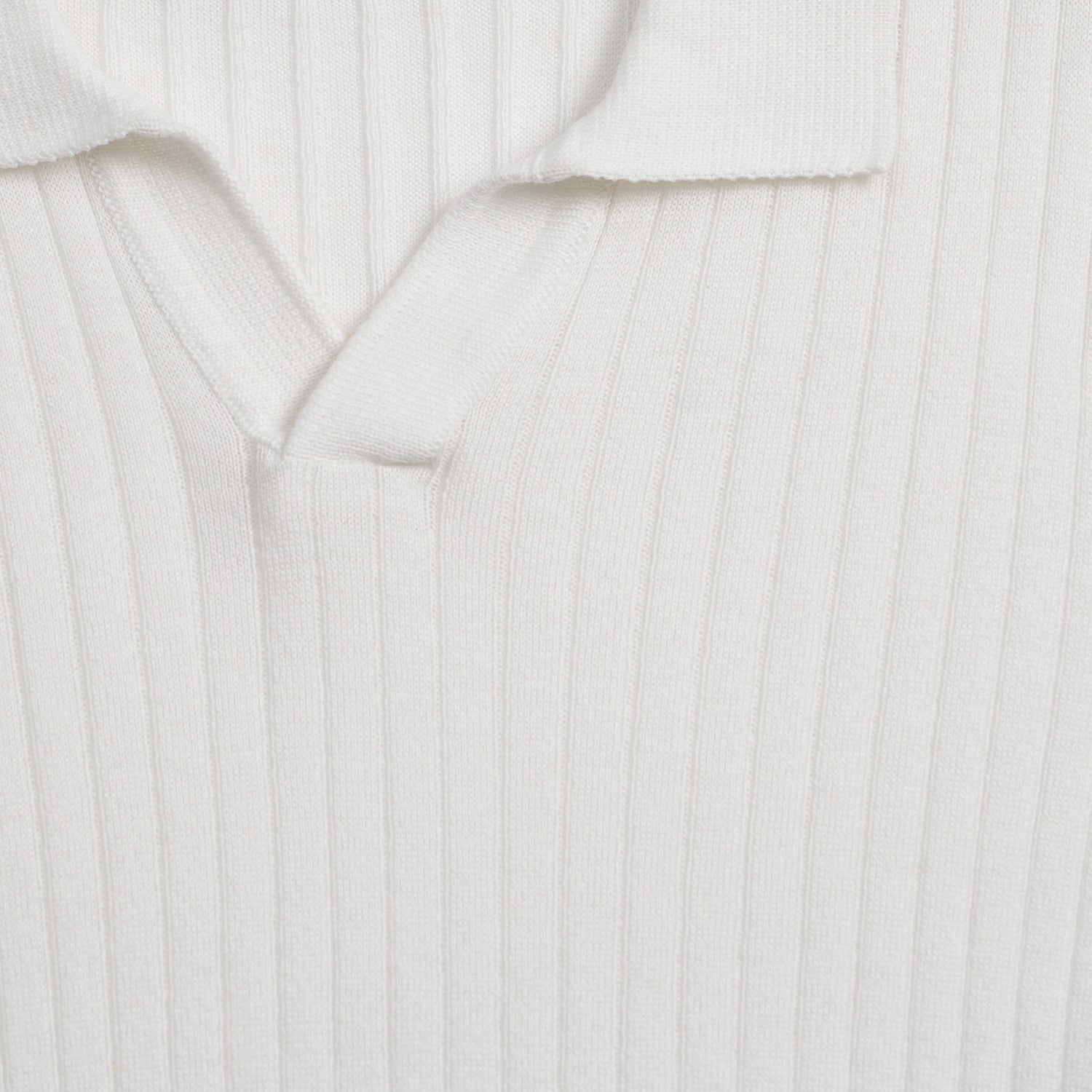 Ribbed Knit Polo - White Polos Eight-X