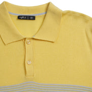 Striped Chest Knit Polo - Yellow Polos Eight-X