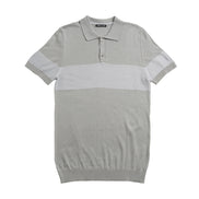 Striped Chest Knit Polo - Grey Polos Eight-X