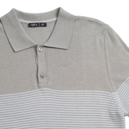 Striped Chest Knit Polo - Grey Polos Eight-X