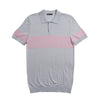 Striped Chest Knit Polo - Light Blue Polos Eight-X