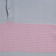 Striped Chest Knit Polo - Light Blue Polos Eight-X
