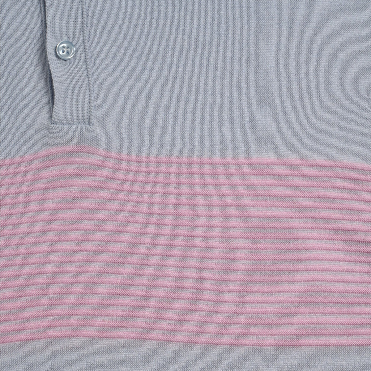Striped Chest Knit Polo - Light Blue Polos Eight-X