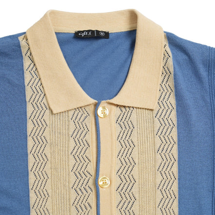 The Tony Knit Short Sleeve Shirt - Blue Creme Polos Eight-X