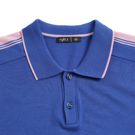 Knit Polo W/ Shoulder Design - Royal Blue Polos Eight-X