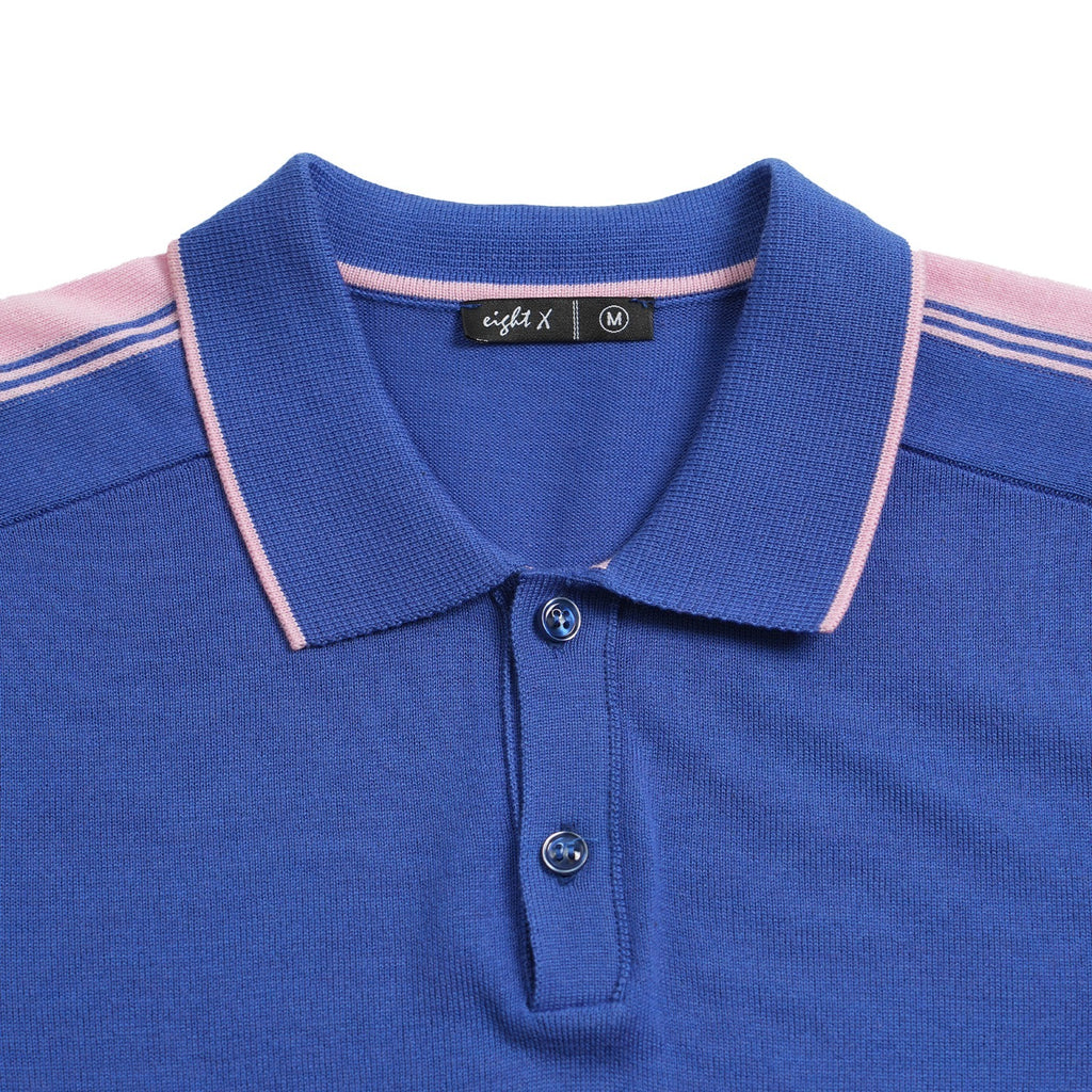 Knit Polo W/ Shoulder Design - Royal Blue Polos Eight-X
