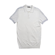 Knit Polo W/ Shoulder Design - White/Blue Polos Eight-X