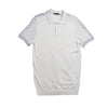 Knit Polo W/ Shoulder Design - White/Blue Polos Eight-X