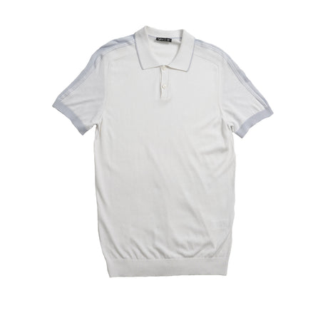Knit Polo W/ Shoulder Design - White/Blue Polos Eight-X