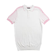 Knit Polo W/ Shoulder Design - White/Pink Polos Eight-X