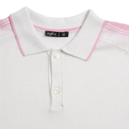 Knit Polo W/ Shoulder Design - White/Pink Polos Eight-X