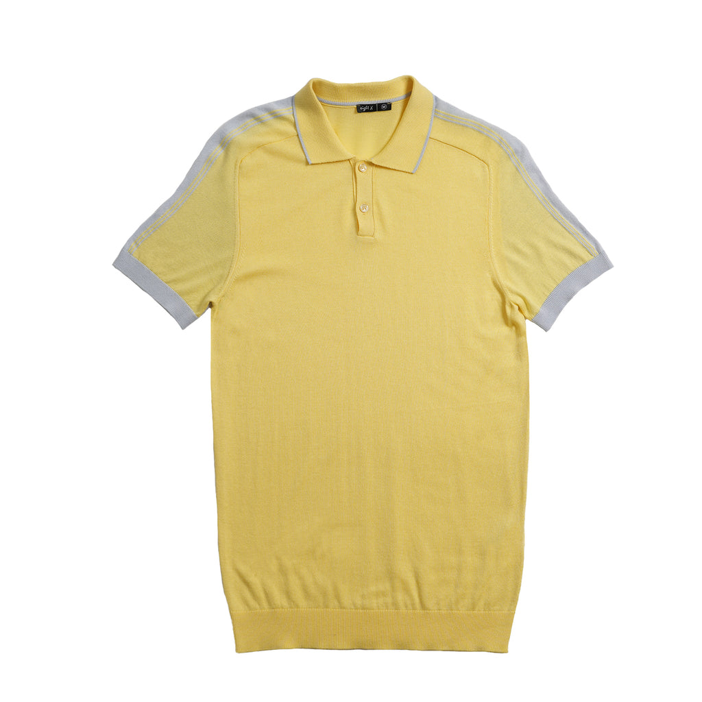 Knit Polo W/ Shoulder Design - Yellow Polos Eight-X