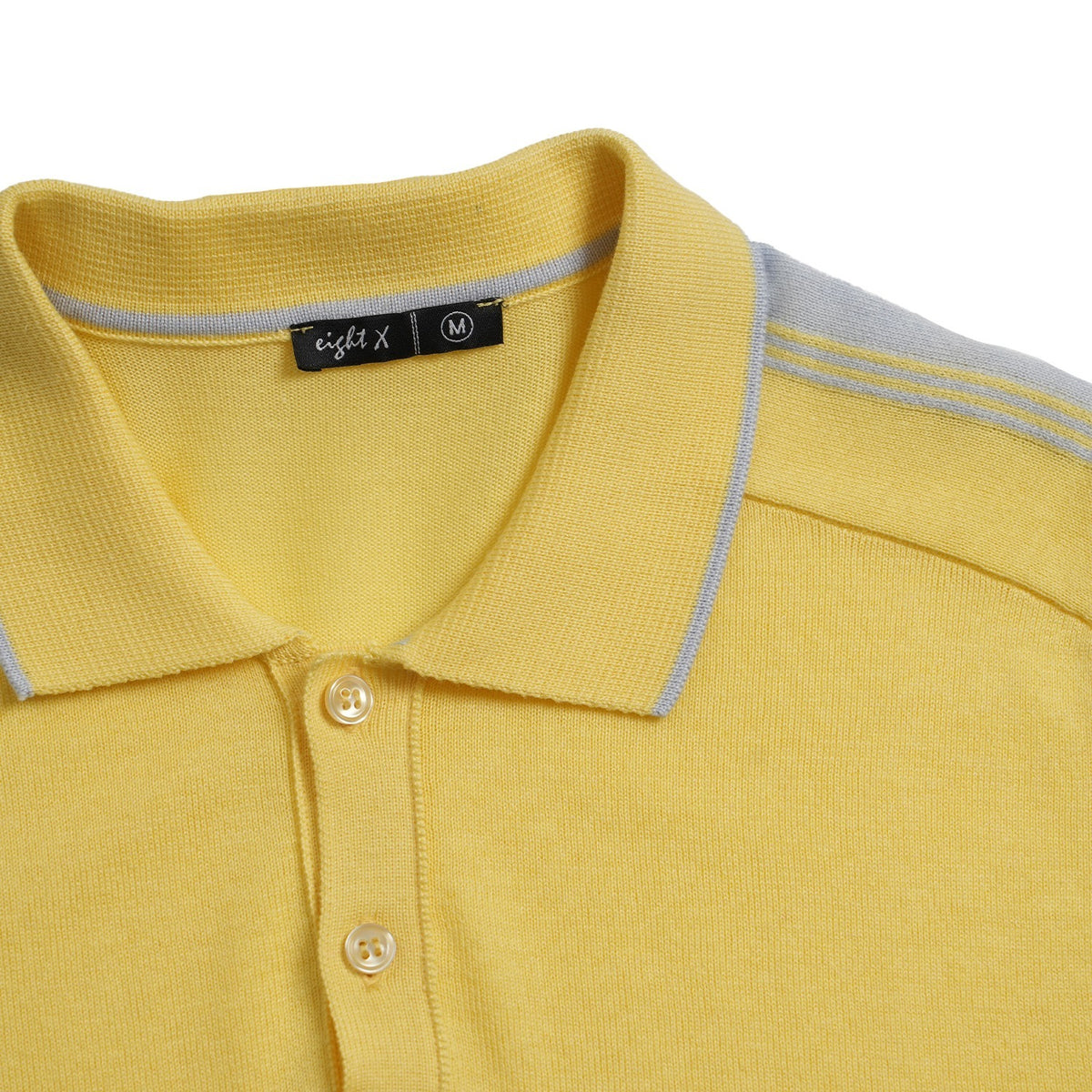 Knit Polo W/ Shoulder Design - Yellow Polos Eight-X