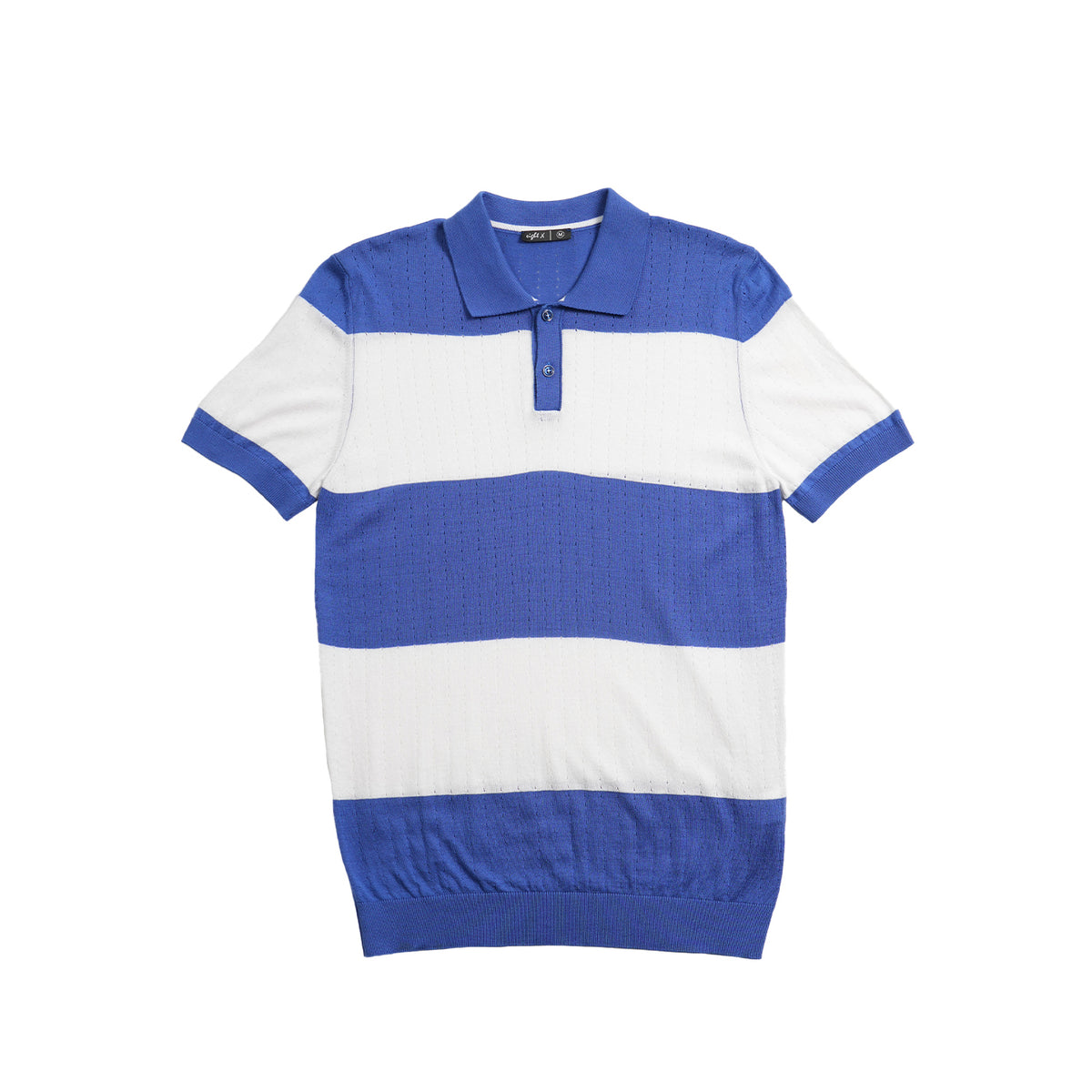 Gondola Knit Striped Polo - Royal Blue Polos Eight-X