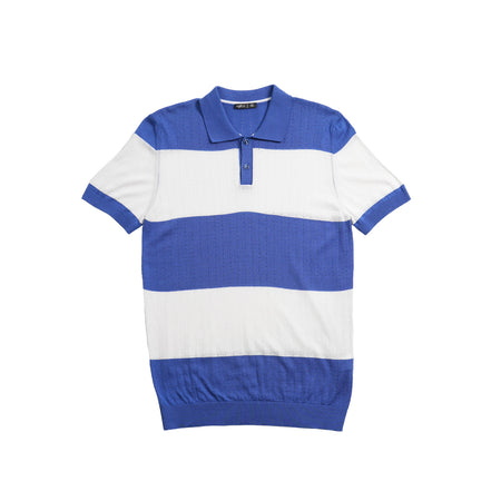 Gondola Knit Striped Polo - Royal Blue Polos Eight-X