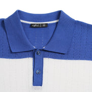 Gondola Knit Striped Polo - Royal Blue Polos Eight-X