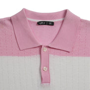 Gondola Knit Striped Polo - Pink Polos Eight-X