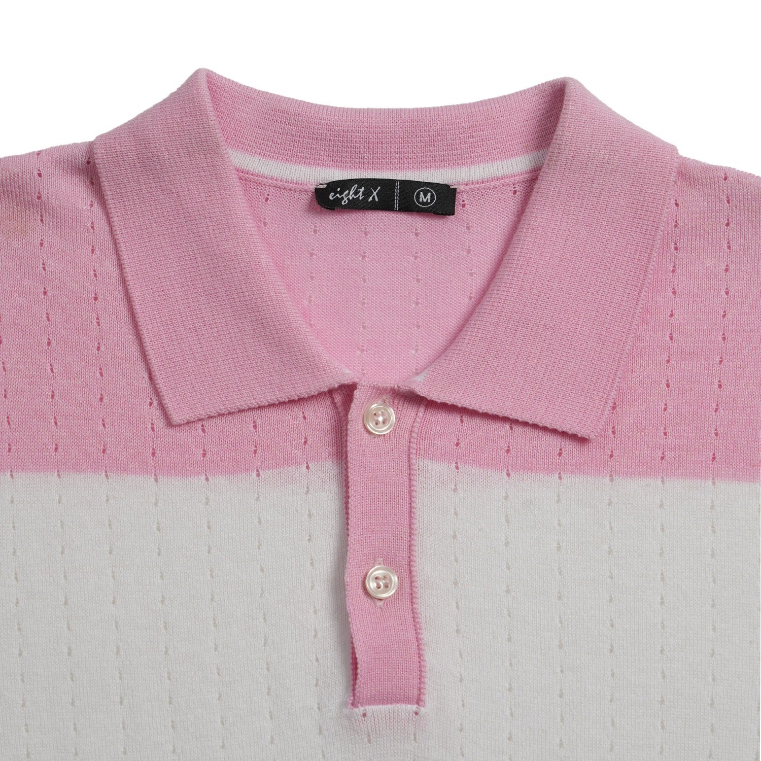 Gondola Knit Striped Polo - Pink Polos Eight-X