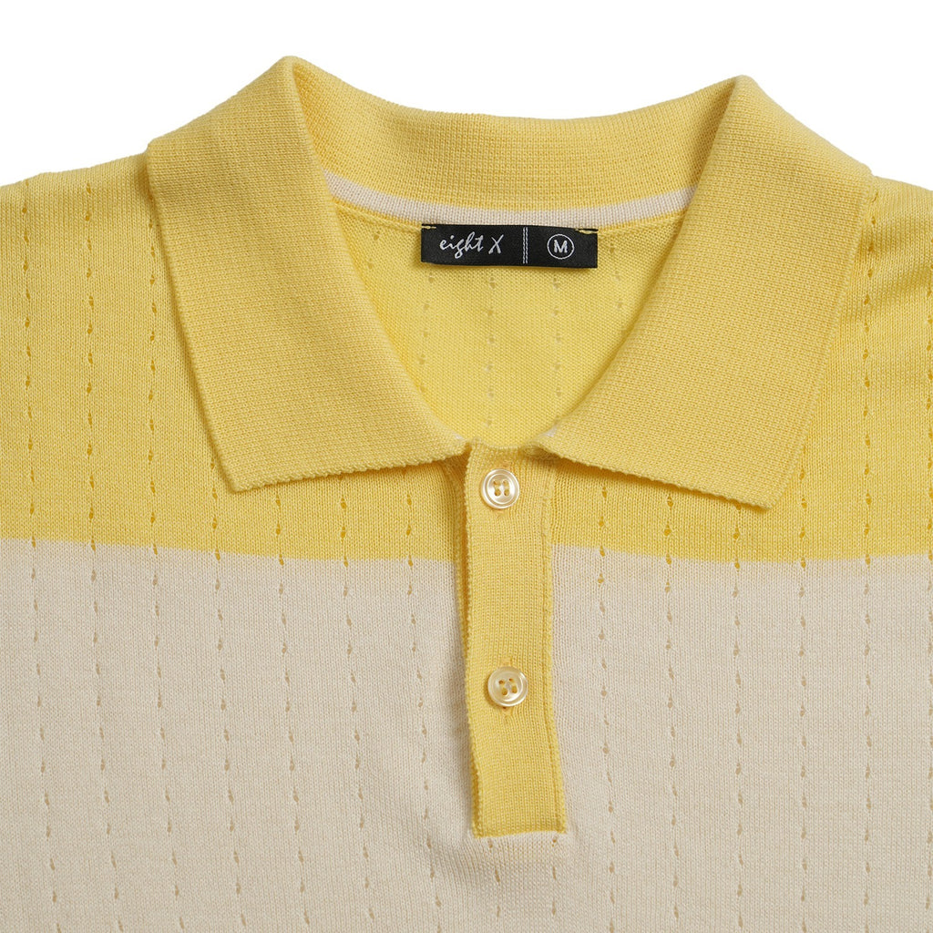Gondola Knit Striped Polo - Yellow Polos Eight-X