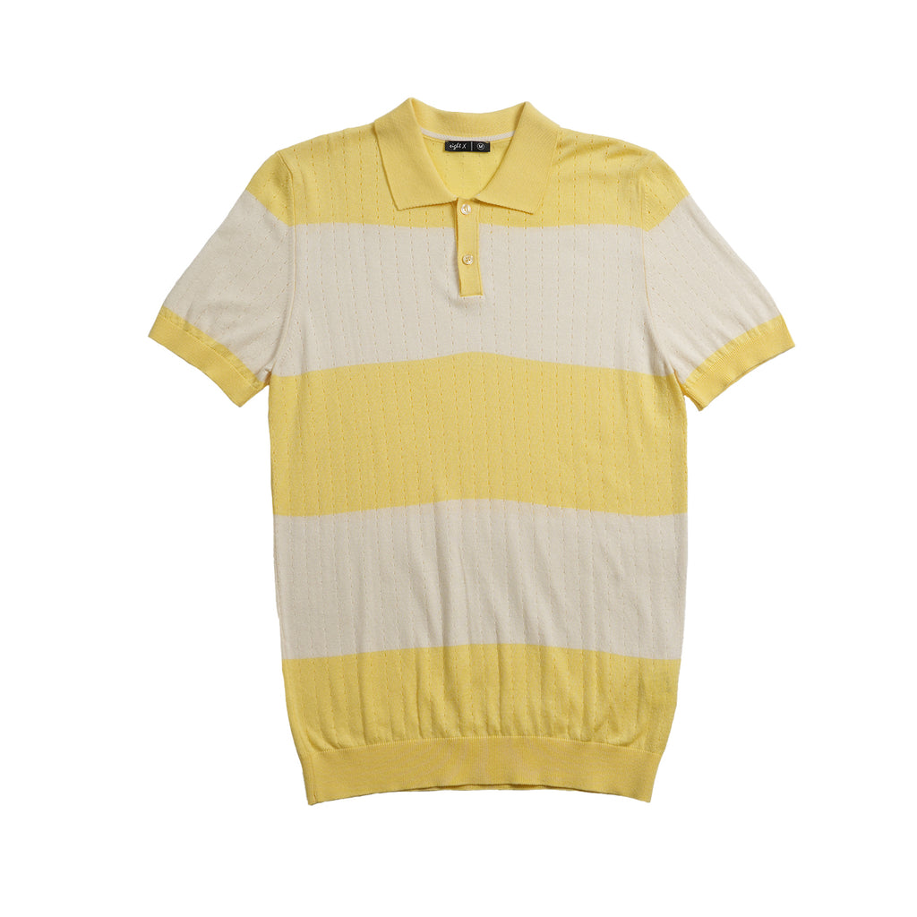 Gondola Knit Striped Polo - Yellow Polos Eight-X