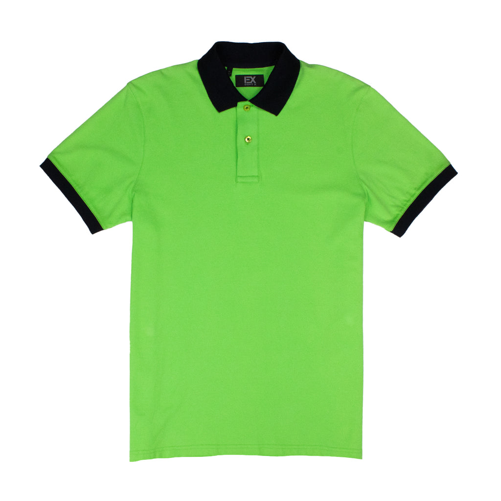 Green Polo with Double Sided Navy and Fuchsia Paisley Print Collar Shirts Eight-X