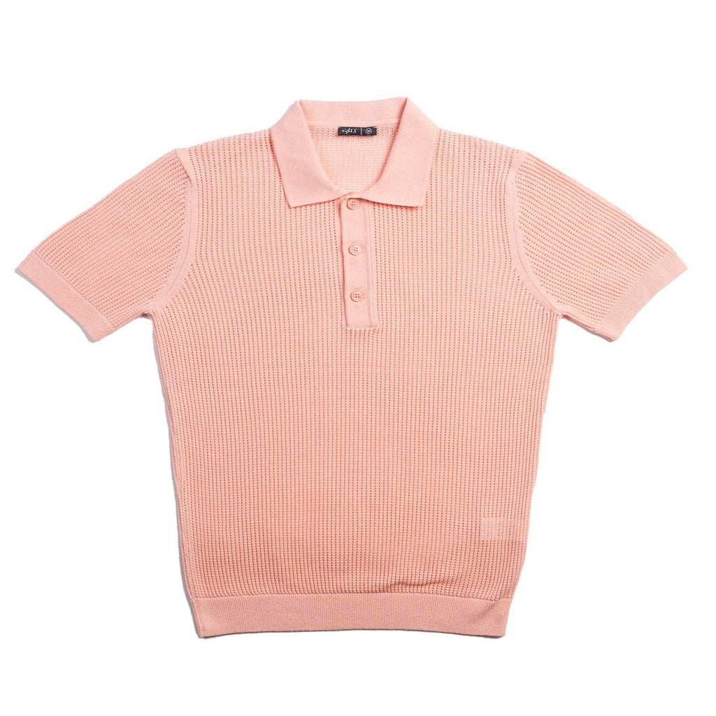 Zephyr Short Sleeve Button Up Crochet Shirt - Pink Eight-X PINK S