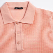 Zephyr Short Sleeve Button Up Crochet Shirt - Pink Eight-X