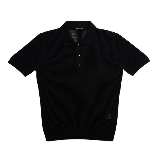 Zephyr Short Sleeve Button Up Crochet Shirt - Black Eight-X BLACK S