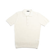 Zephyr Short Sleeve Button Up Crochet Polo Shirt - White Eight-X WHITE S