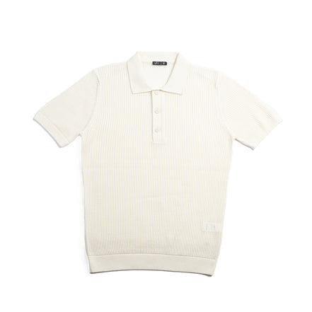 Zephyr Short Sleeve Button Up Crochet Polo Shirt - White Eight-X WHITE S