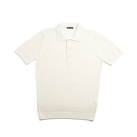 Zephyr Short Sleeve Button Up Crochet Polo Shirt - White Eight-X WHITE S