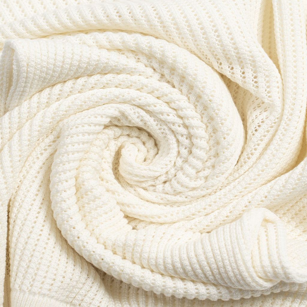 Zephyr Short Sleeve Button Up Crochet Polo Shirt - White Eight-X