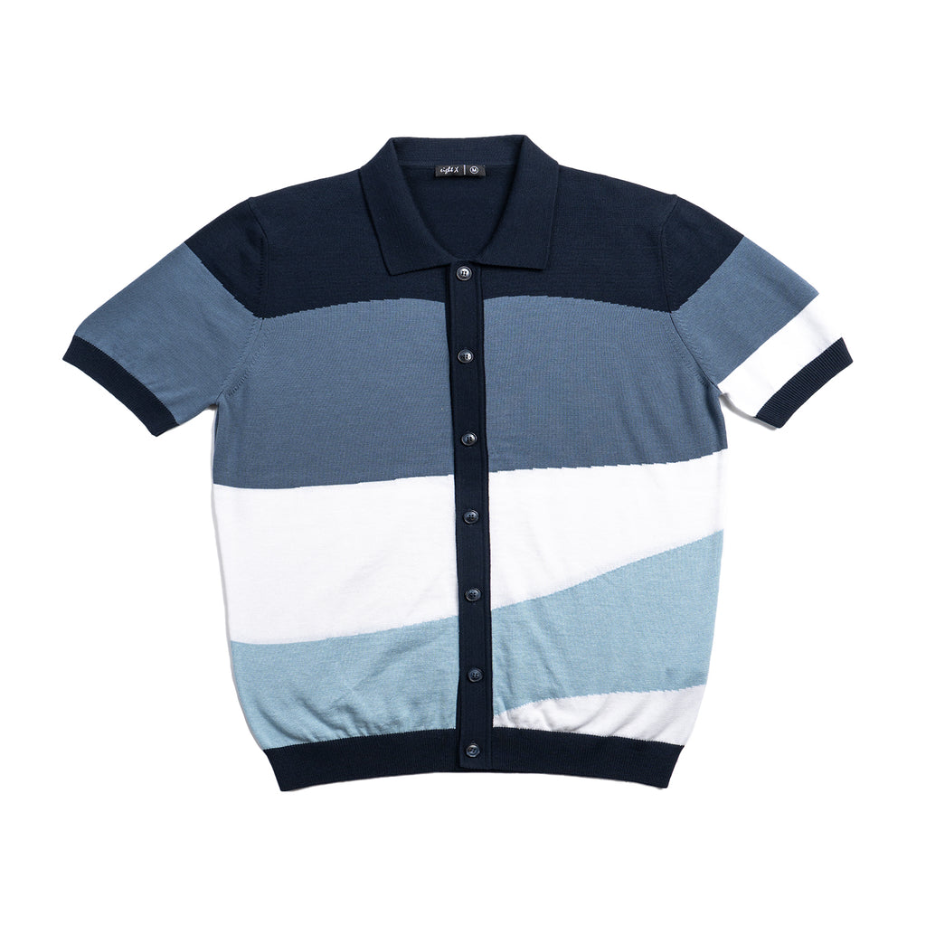 Sierra Knit Short Sleeve Button-Up Polo Shirt - Navy Eight-X NAVY S